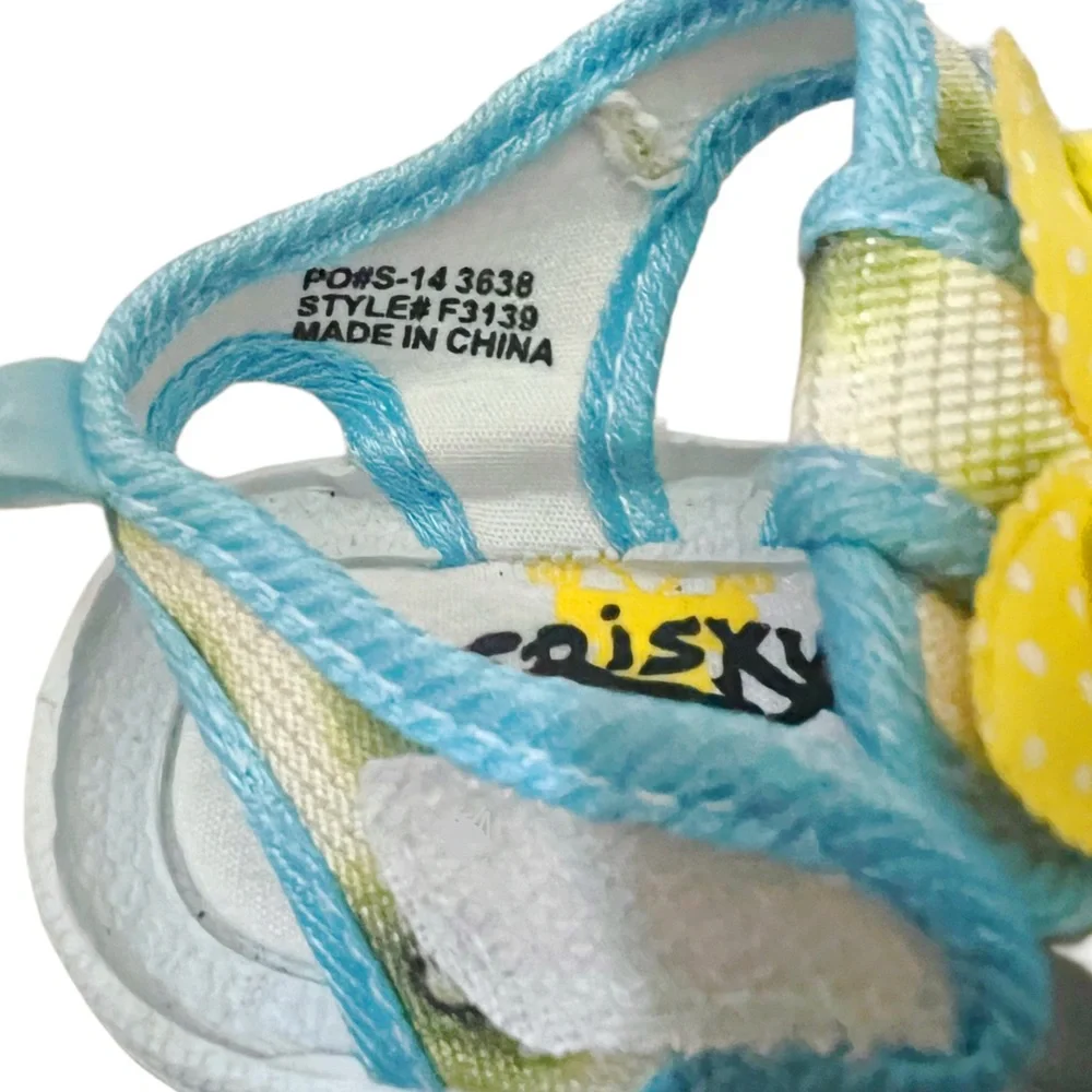 Frisky Infant Girls Yellow Crochet Bow Water Friendly Sandals Sz 4